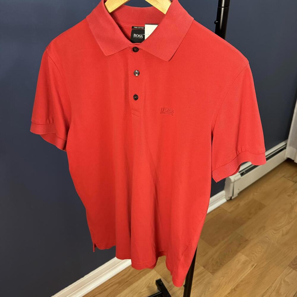 Hugo Boss, Mens Pima Cotton Golf Polo Red, Medium